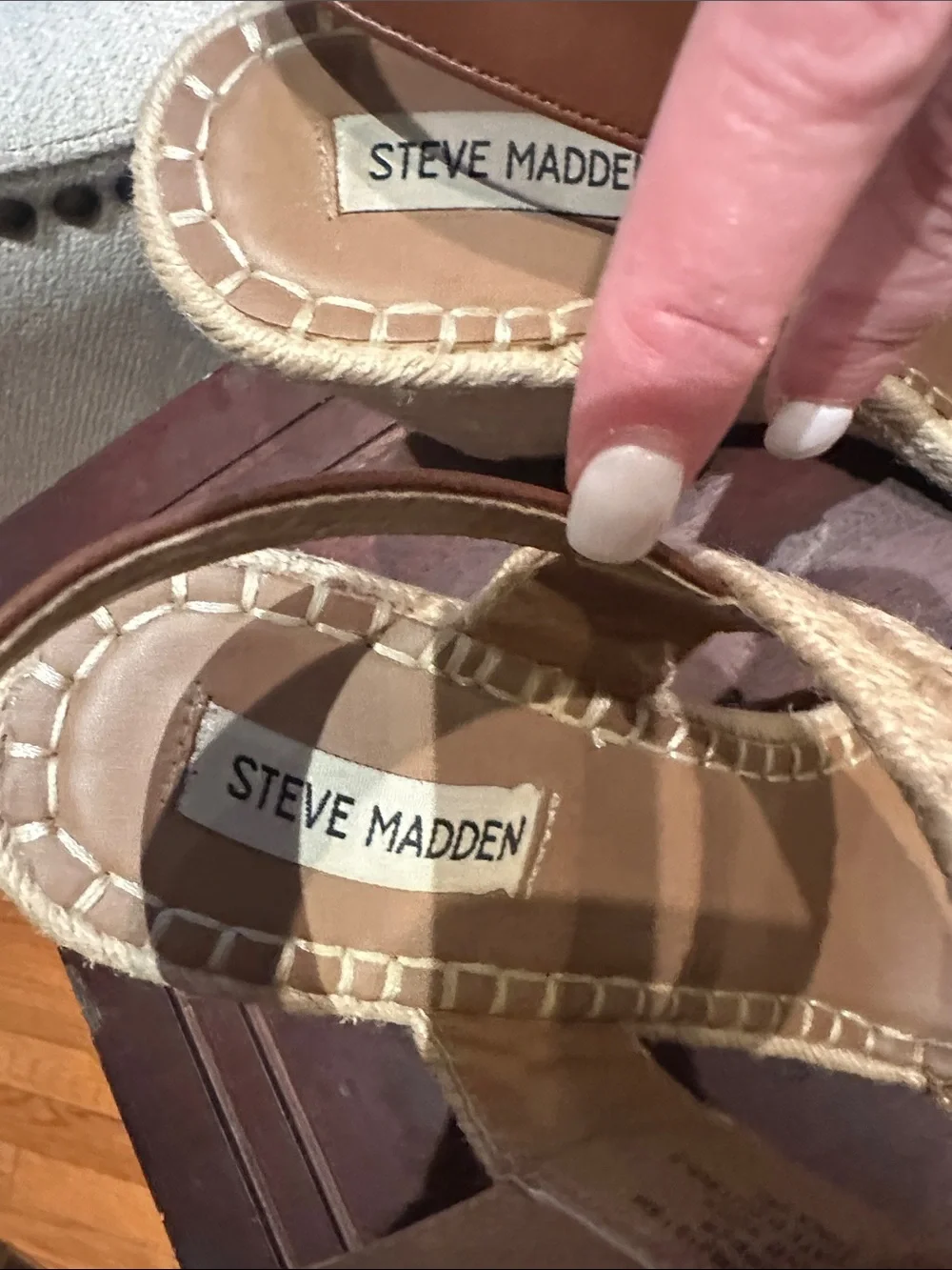 Steve Madden Natural Tan Woven Espadrille Wedge Sandals